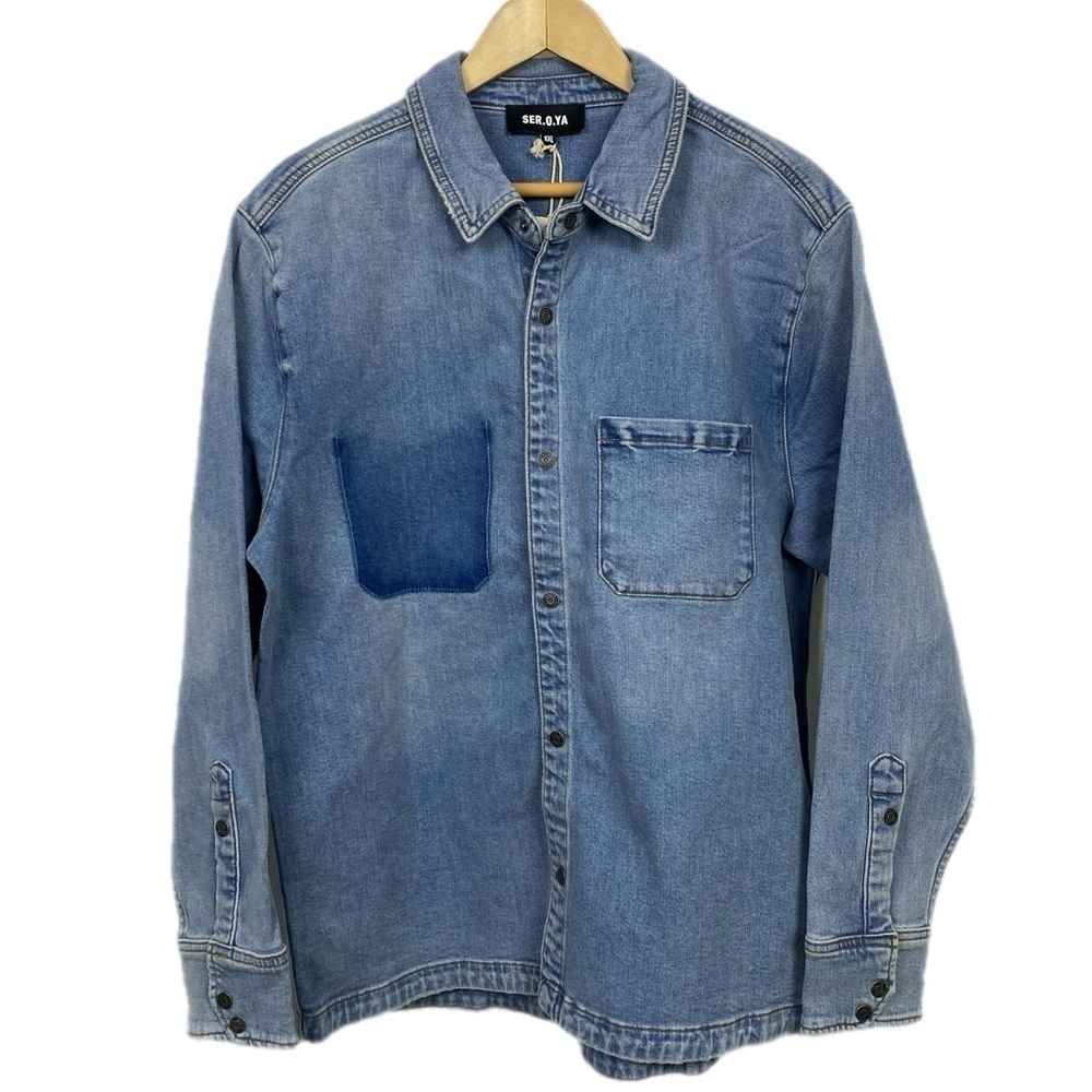 SER.O.YA Men’s Marcus Oversized Button Down Shirt Jacket Size XXL in Coastline